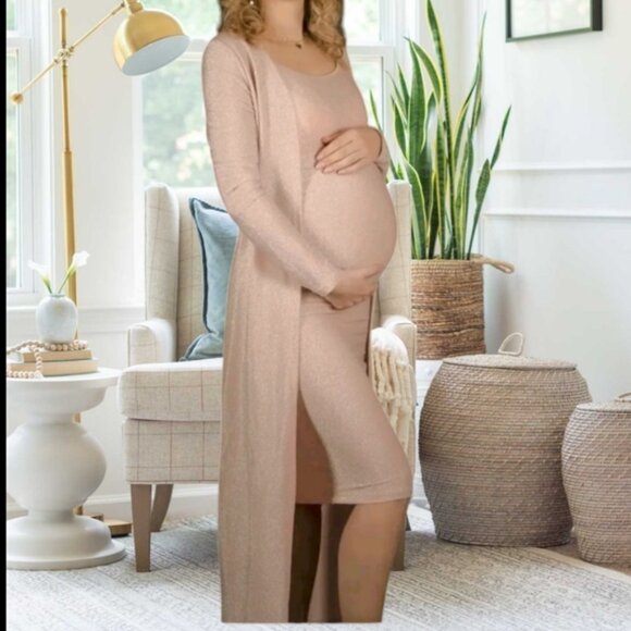 Shimmer Spaghetti Midi Dress in Peach Pink- Size Small- NWOT - Picture 7 of 10